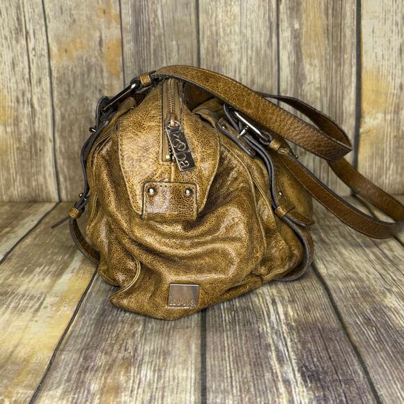 Kooba Distressed Studded Brown Leather Western Y2K Cowgirl Countrycore Handbag - Picture 2 of 10